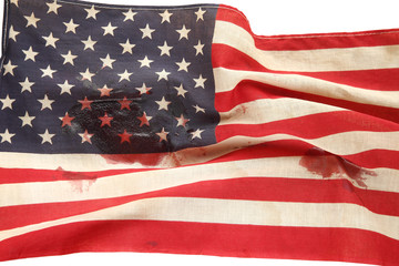 Wall Mural - American flag with bloodstains