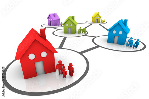 Fotografía homes and families connected neighborhoods