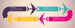Background with colorful airplanes. Vector illustration.
