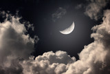 Fototapeta Fototapeta z niebem - night sky with moon and clouds