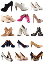 Collection  Of  Female Shoes Over White.  Female Footwear