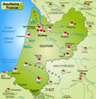  Karte der Region Aquitanien in Frankreich