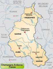  Umgebungskarte von Champagne-Ardenne mit Departements