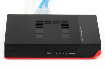 Fototapete - Ethernet switch isolated on the white background
