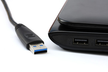 Aufkleber - USB cable isolated and port USB notebook on white background