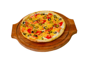 Wall Mural - pizza isolated white a cucumber food cheese italian tomato meal