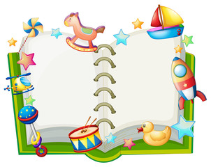 Aufkleber - A book with many toys