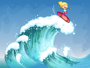 Poster - A girl surfing