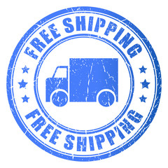 Sticker - Vector free shipping blue stamp