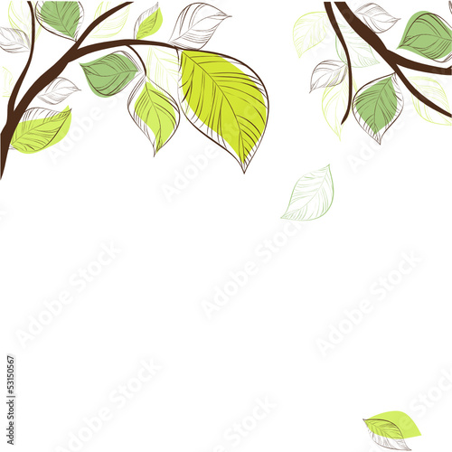 Naklejka - mata magnetyczna na lodówkę Tree with fresh green leaves