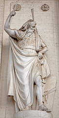 Brussels - statue of Moses from facade of st. Jacques church