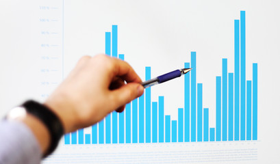 Aufkleber - Image of hand pointing on a graph data