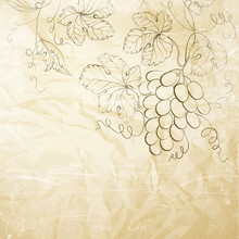 Brown Wrinkled Paper With Grapes.