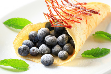 Wall Mural - Crepe with fresh blueberries