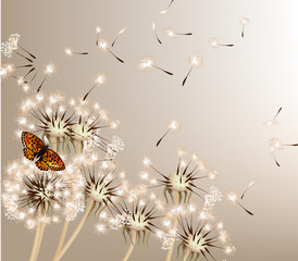 Aufkleber - Abstract background with vector dandelions