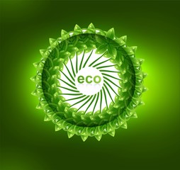 Wall Mural - abstract shine green colorful circle leaf background