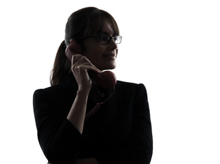 Canvas Print - business woman telephone silhouette