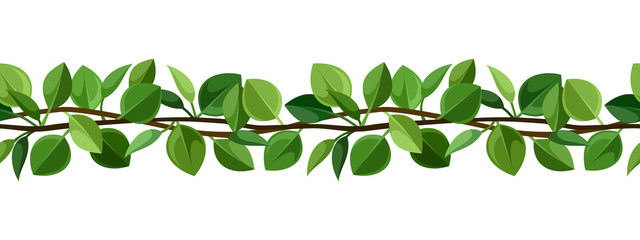 Wall Mural - seamless background with green leaves. vector illustration.
