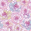 Vector colorful line art flowers elegant seamless pattern