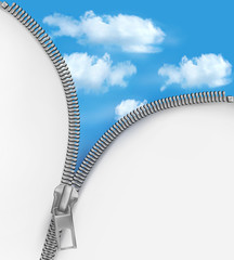 Aufkleber - Abstract background with zipper and cloudy sky. Vector.