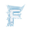Ice crystal  font. Letter F.Upper case.With clipping path