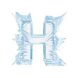 Ice crystal  font. Letter H.Upper case.With clipping path