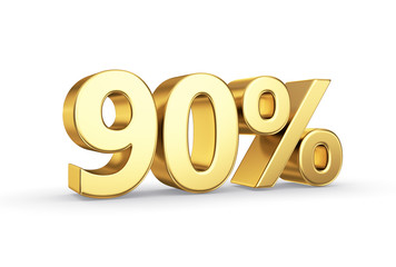 Wall Mural - golden 3D percentage icon - isolated with clipping path