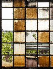 Pattern Of Old Broken Industry Window Gives A Harmonic Backgroun