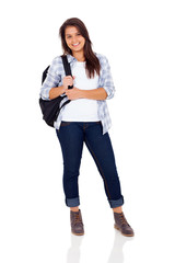 Wall Mural - teenage girl standing on white background