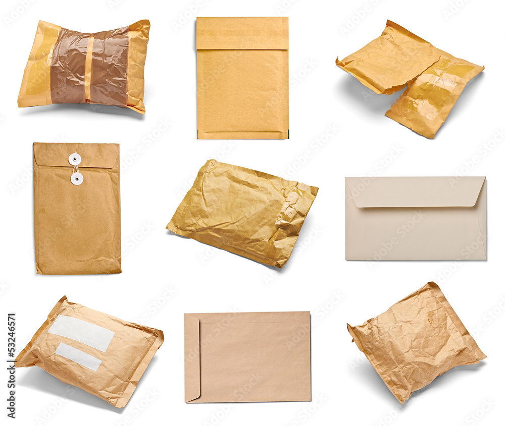 mail package envelope box used open postal - obrazy, fototapety, plakaty 