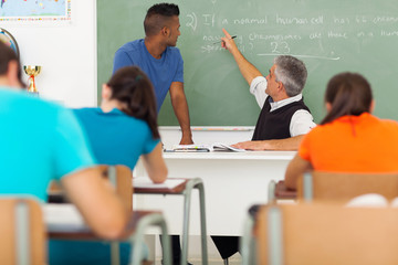 Wall Mural - high school biology teacher teaching student