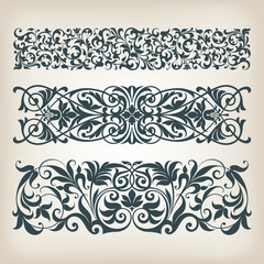 vintage set border frame ornate  scroll calligraphy vector