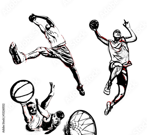 Nowoczesny obraz na płótnie basketball trio