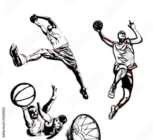 Naklejka ścienna basketball trio