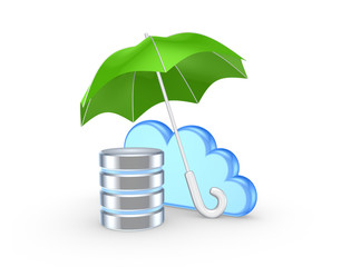 Sticker - Symbol of cloud under green umbrella.