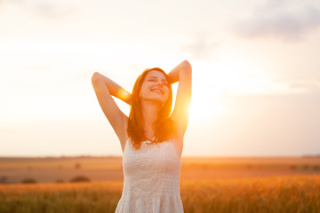 Sticker - Redhead girl at in sunrise light