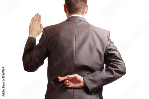 Fotografia, Obraz fingers crossed behind a suited backside and one arm raised