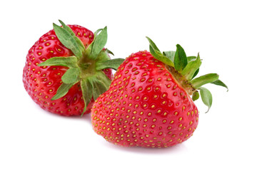 Canvas Print - ripe strawberry on white background