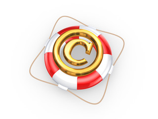 Canvas Print - Lifebuoy and symbol of copyright.