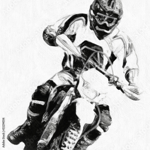 Fototapeta na wymiar motocross B&W - oil paint