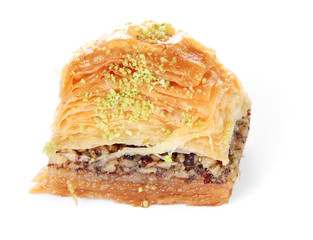 Wall Mural - Sweet baklava isolated on white