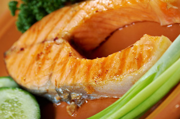 Sticker - grilled salmon steak