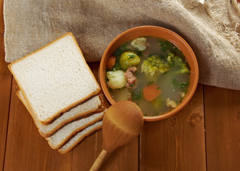 Poster - italian  farm-style   soup with broccoli