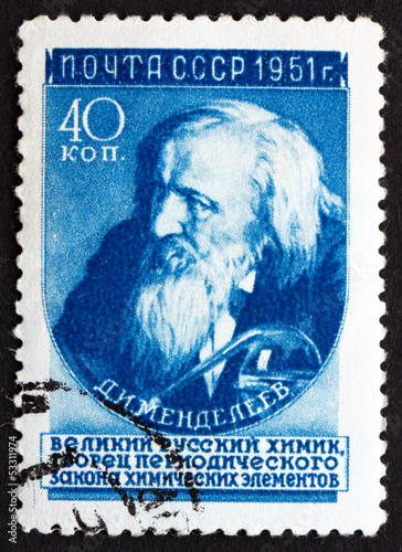 Fotografering Postage stamp Russia 1951 Dmitri Ivanovich Mendeleev, Chemist an