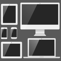 Wall Mural - white electronic devices with blank screens