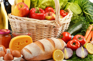 Fototapete - Composition with assorted grocery products