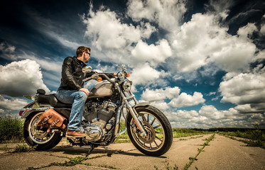 Wall Mural - biker on the road