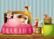 A young girl sleeping with fairies inside her room