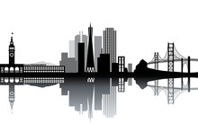 San Francisco Skyline - Black And White Vector Illustration