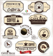 Canvas Print - Set of Retro Vintage coffee labels